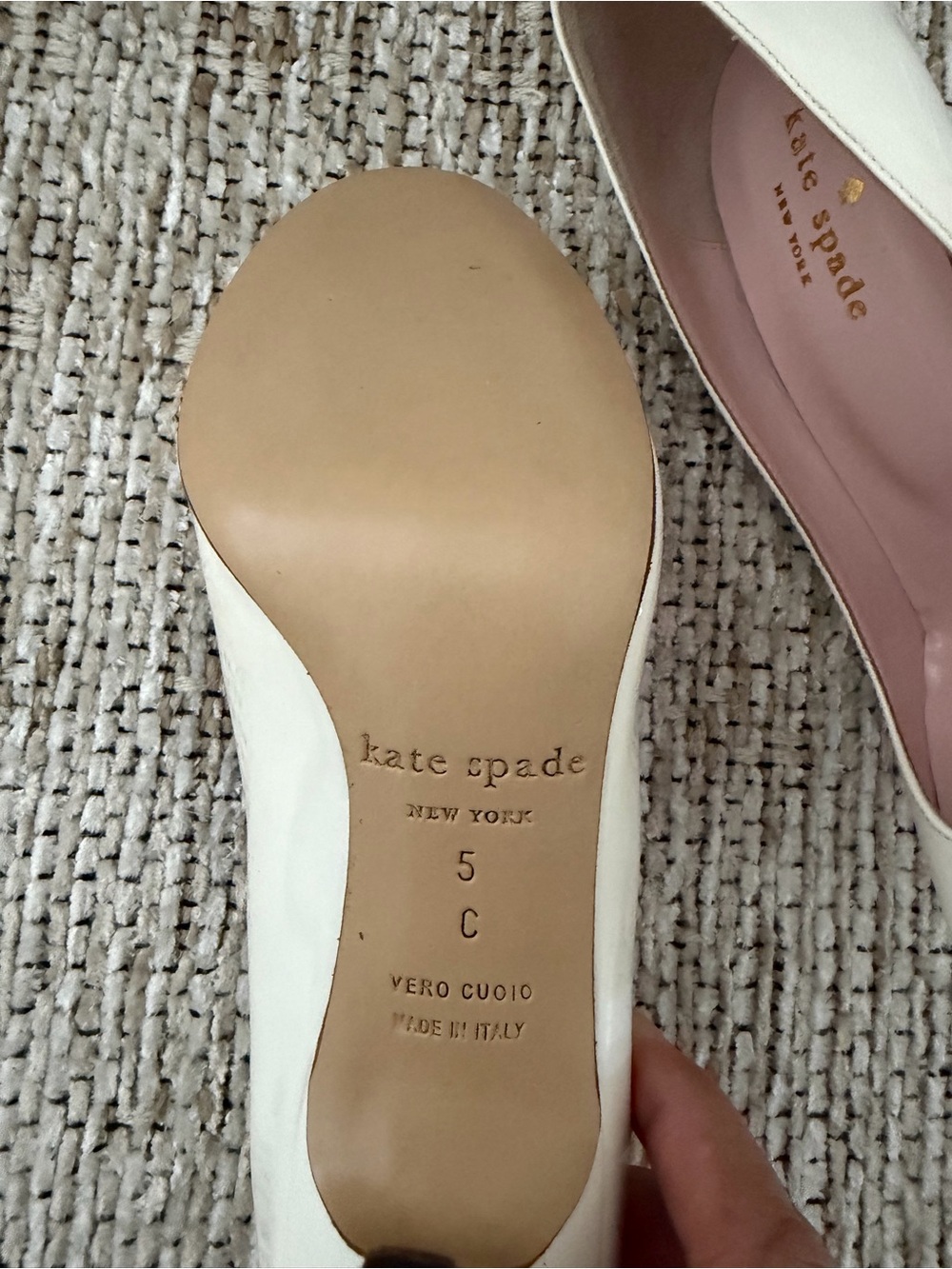 kate spade Cream Patent Leather Round-Toe Pumps with Pink Insole - Picture 6 of 6